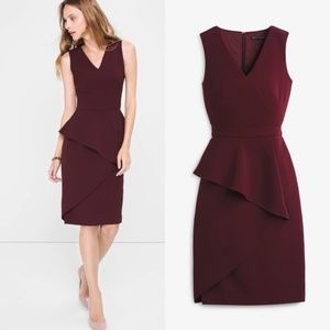 NWT - White House Black Market Asymmetric Peplum Sheath Dress Size 4